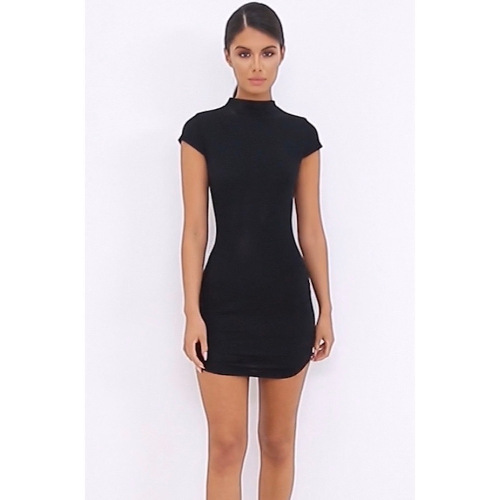 PrettyLittleThing High Neck Ribbed Bodycon Dress